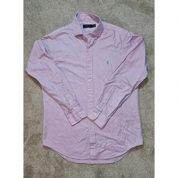 Polo Ralph Lauren Mens Medium Lavender Cotton Long Sleeve Button Down Shirt - Picture 2 of 8